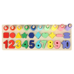 Sortatorul Montessori din lemn cu numere 3în1 13x36cm