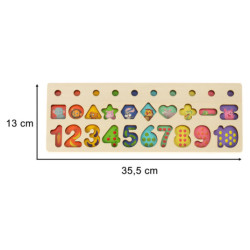 Sortatorul Montessori din lemn cu numere 3în1 13x36cm