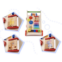 Cub educativ din lemn 6în1 pentru cărucior