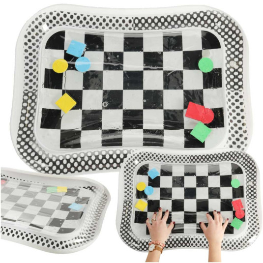 Saltea de apă gonflabilă contrast negru și alb în carouri 65 cm x 50 cm