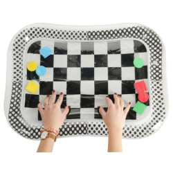 Saltea de apă gonflabilă contrast negru și alb în carouri 65 cm x 50 cm