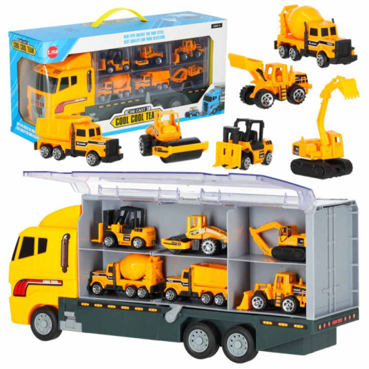 Camion transportor TIR launcher + mașini metalice excavatoare