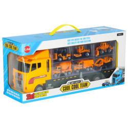 Camion transportor TIR launcher + mașini metalice excavatoare