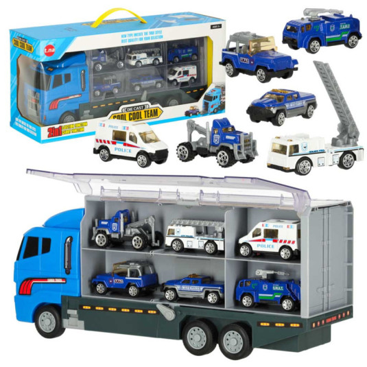 Transportor TIR launcher + mașini metalice de poliție