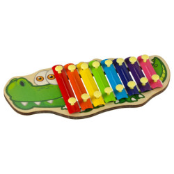 Timbale din lemn colorat pentru copii crocodil