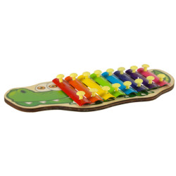 Timbale din lemn colorat pentru copii crocodil