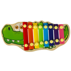 Timbale din lemn colorat pentru copii crocodil
