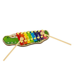Timbale din lemn colorat pentru copii crocodil