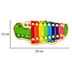Timbale din lemn colorat pentru copii crocodil