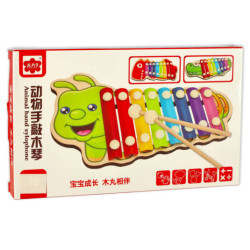 Timbale din lemn colorat pentru copii crocodil