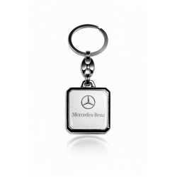 Breloc din rasini Mercedes pătrat alb
