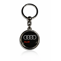Breloc din rășină Audi rotund negru cu inscripție pe lateral