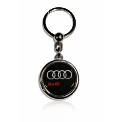 Breloc din rășină Audi rotund negru cu inscripție pe lateral