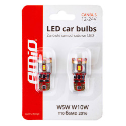 Becuri LED CANBUS 2016 6SMD T10 W5W W10W White White 12V/24V