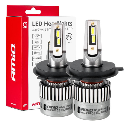 Becuri LED faruri principale K3 H4/H19 12V 6000K canbus AMIO-03682
