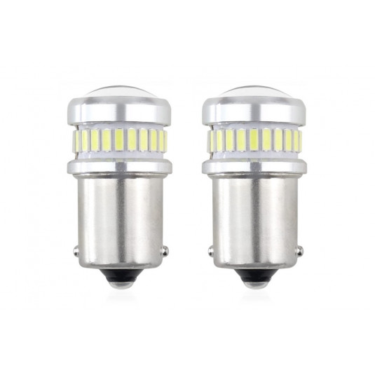 Becuri LED CANBUS 3014 24SMD + 3030 6SMD 1156 (R5W, R10W) P21 Alb 12V/24V (2buc.)