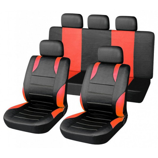 Huse scaune set 9buc SPORT roșu AIRBAG