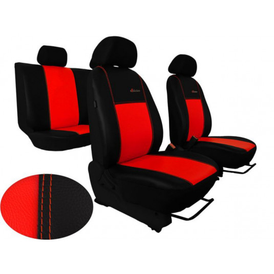 Huse auto Exclusive Leather roşu-negru (piele)