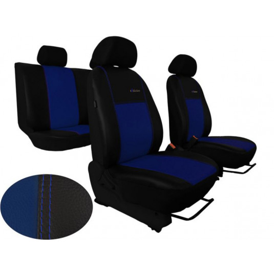 Huse auto Exclusive Leather albastru-negru (piele)