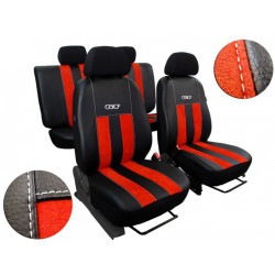 Huse auto GT cărămidiu roșu-negru (Alcantara-piele)