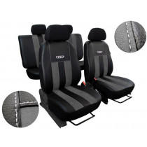 Huse auto GT gri închis-negru (Alcantara-piele)