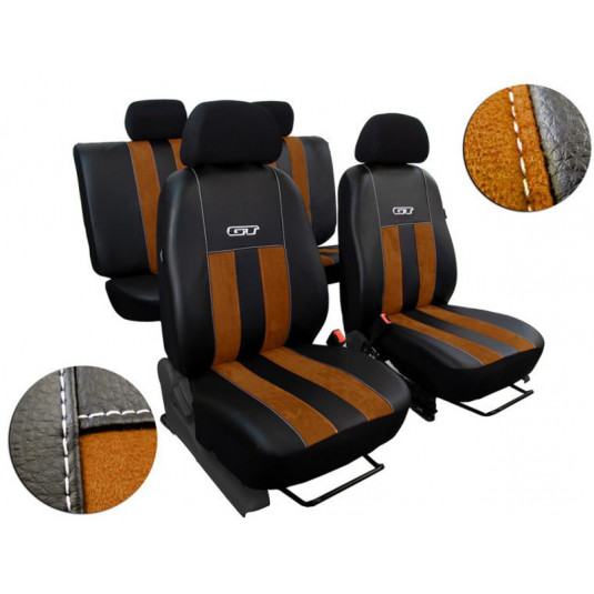 Huse auto GT maro-negru (Alcantara-piele)
