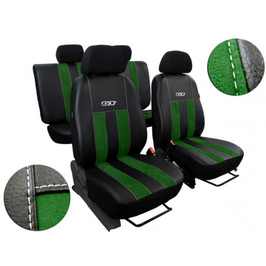Huse auto GT verde-negru (Alcantara-piele)
