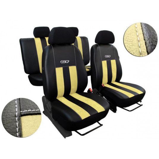 Covorase din cauciuc GT bej-negru (Alcantara-piele)
