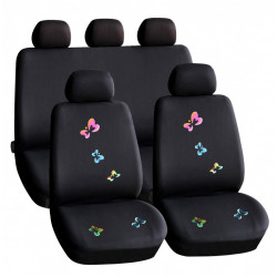 Set de huse pentru scaune - model fluture / negru - 9 buc