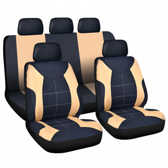 Set huse pentru scaune - bej / negru 9 buc