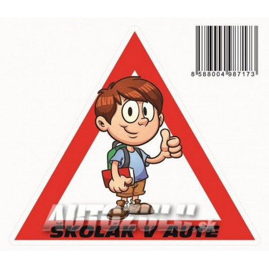 Autocolant Atenție școlărel în mașină /băiat