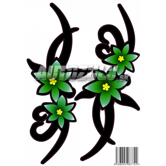 Autocolant floare verde 2buc
