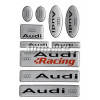 Set de autocolante din rășină Audi de diverse dimensiuni.