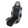 Husă universală de scaun cu design Race atractiv. Pentru toate tipurile de automobile. Fixare pe scaun cu curele de cauciuc. Culoare negru-gri.