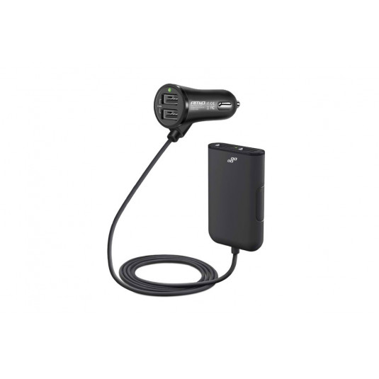 Încărcător auto față-spate cu cablu de prelungire 4 USB