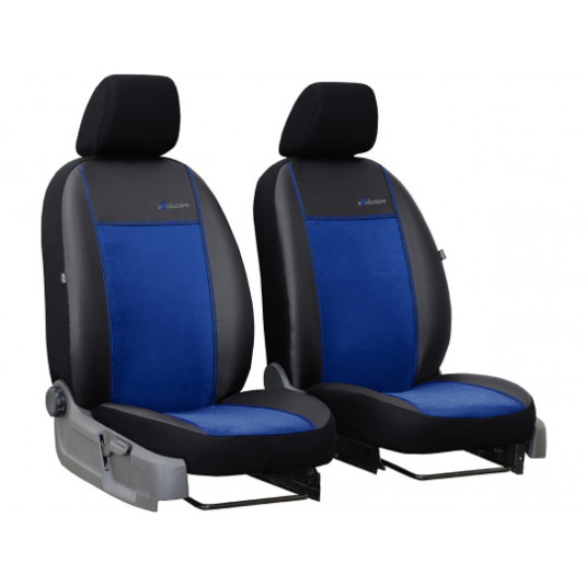 Huse auto Exclusive Alcantara 1+1 față (Alcantara-piele) albastru-negru