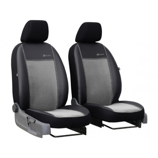 Huse auto Exclusive Alcantara 1+1 față (Alcantara-piele) ușor gri-negru