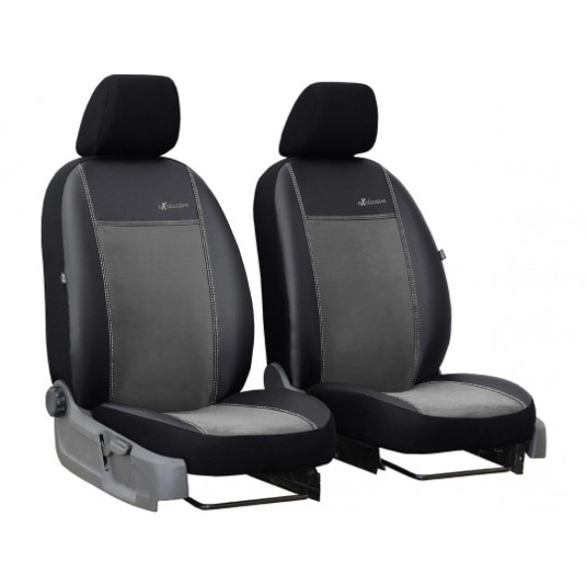 Huse auto Exclusive Alcantara 1+1 fata (Alcantara-piele) gri inchis-negru