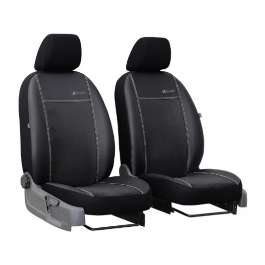 Huse auto Exclusive Alcantara 1+1 față (Alcantara-piele) negru-negru