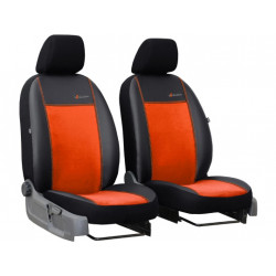 Huse auto Exclusive Alcantara 1+1 față (Alcantara-piele) roşu cărămiziu-negru