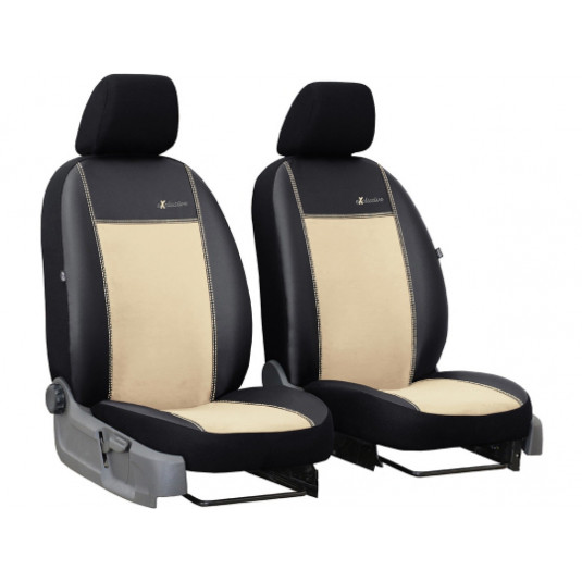 Huse auto Exclusive Alcantara 1+1 față (Alcantara-piele) bej-negru