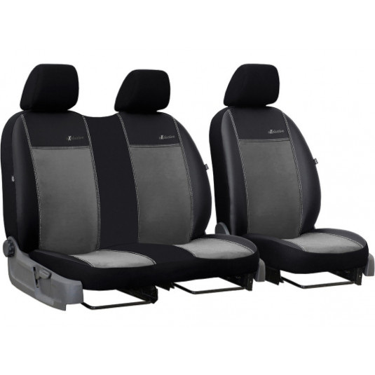 Huse universale pentru furgonete Exclusive Alcantara 2+1 gri închis-negru
