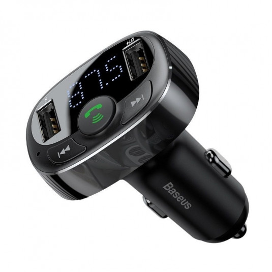 BASEUS FM transmițător tip T Bluetooth 2xUSB microSD, negru