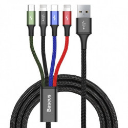 Cablu USB BASEUS 4în1 negru, 1xUSB-C, 2x Lightning, 1xMicro 3,5A 120 cm