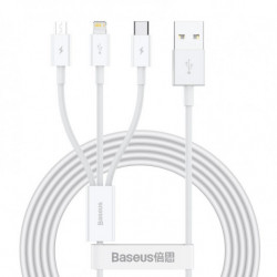 Cablu USB 3în1 BASEUS Superior Series 3,5A, 120 cm alb