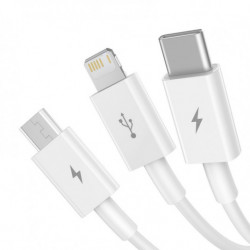 Cablu USB 3în1 BASEUS Superior Series 3,5A, 120 cm alb