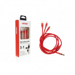 Cablu multi pentru telefon USB C / micro USB 120cm roșu FullLINK 3.1A UC-7