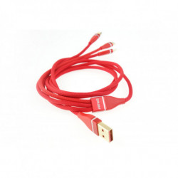 Cablu multi pentru telefon USB C / micro USB 120cm roșu FullLINK 3.1A UC-7