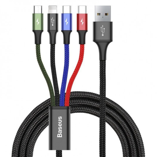 Cablu USB BASEUS Fast 4în1 Lightning / Micro 3,5A 1,2 m negru