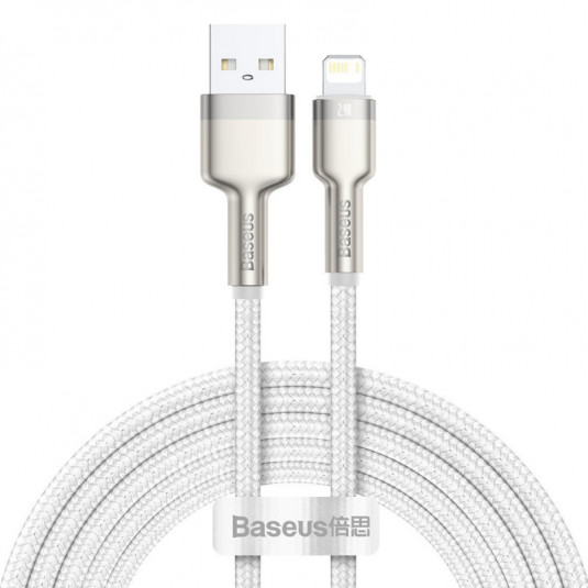 Cablu USB Lightning Baseus Cafule, alb 2,4A 200 cm